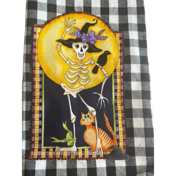 Wimpole Street‎ Creations Halloween Skeleton Witch Plaid Gingham Tea Dish Towel - Picture 2 of 7